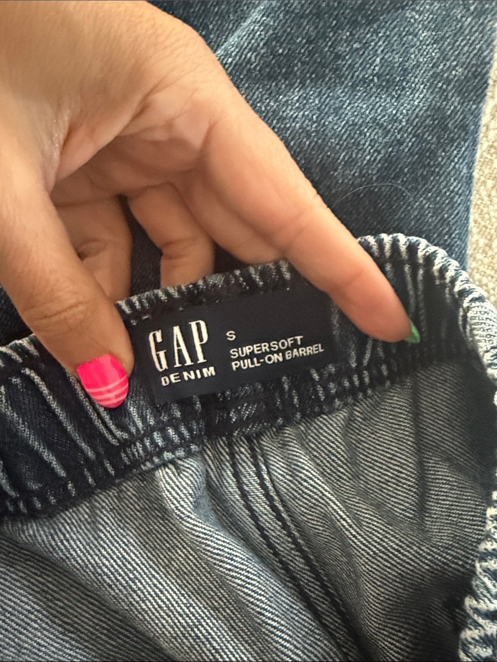 GAP Women's Dark Blue Wide-Leg Drawstring Jeans - Picture 3 of 3